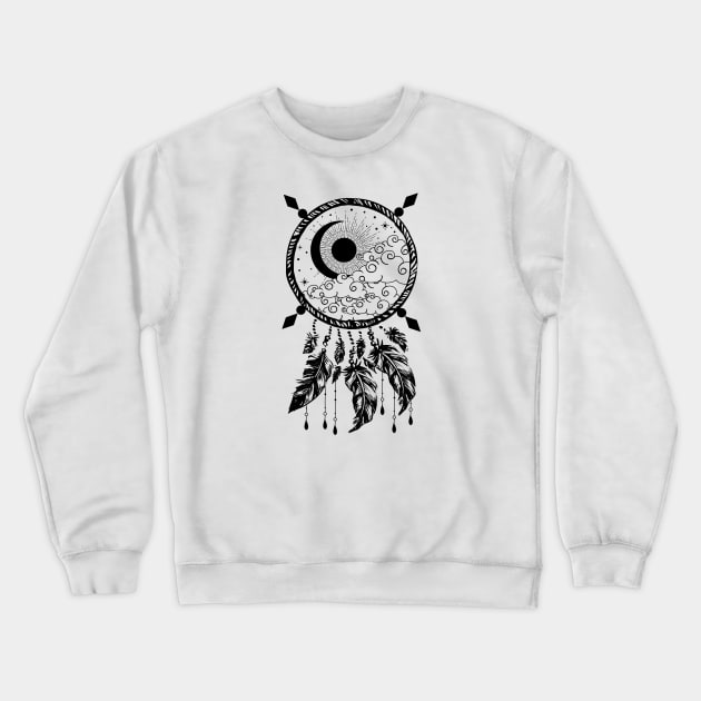 Sun and Moon Dreamcatcher Crewneck Sweatshirt by CelestialStudio